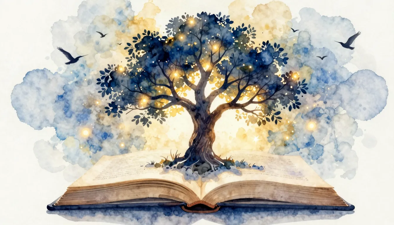 Watercolor style. A beautiful silhouette of a tree growing f...