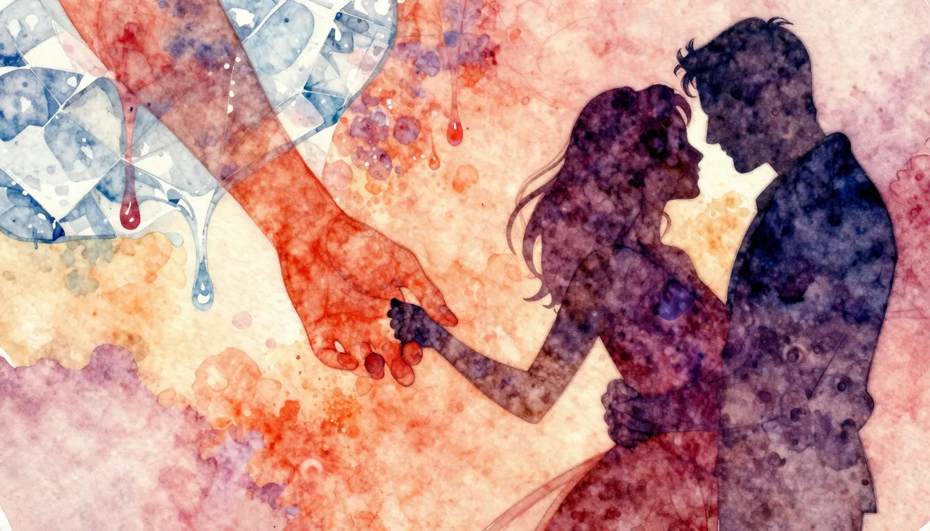 Vibrant watercolor style. Jazz album cover. Romantic, tender...
