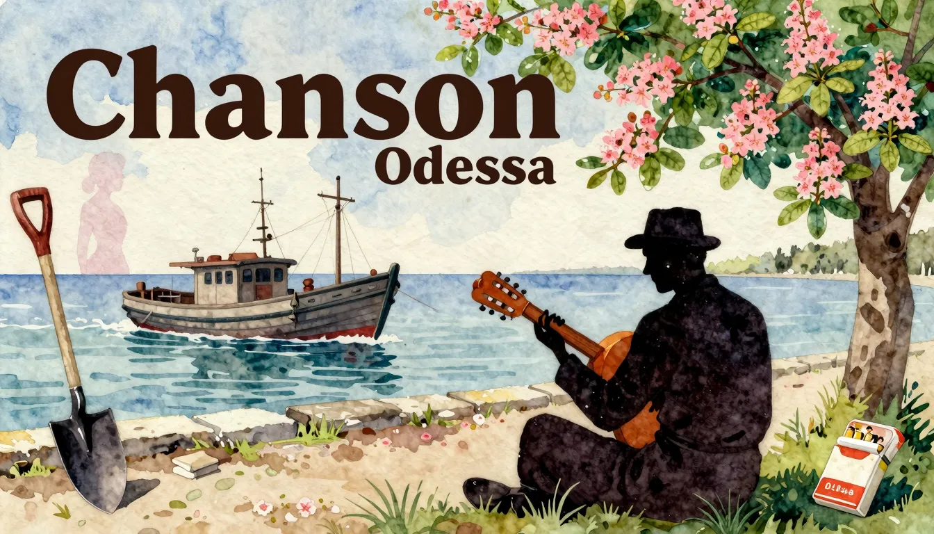 Vibrant watercolor style. Chanson album cover, Odessa, 1920s...