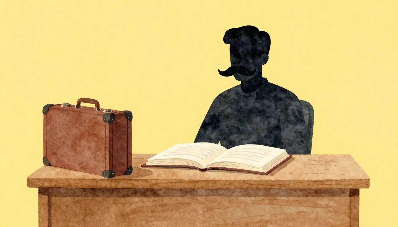 Watercolor style. Silhouette of a man with a large mustache ...