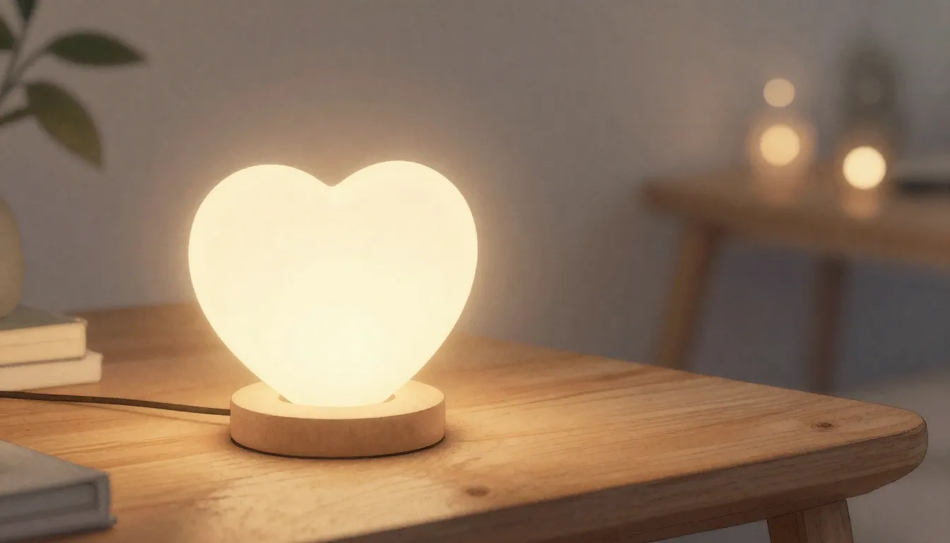 Watercolor style. A cozy aesthetic scene with a glowing hear...