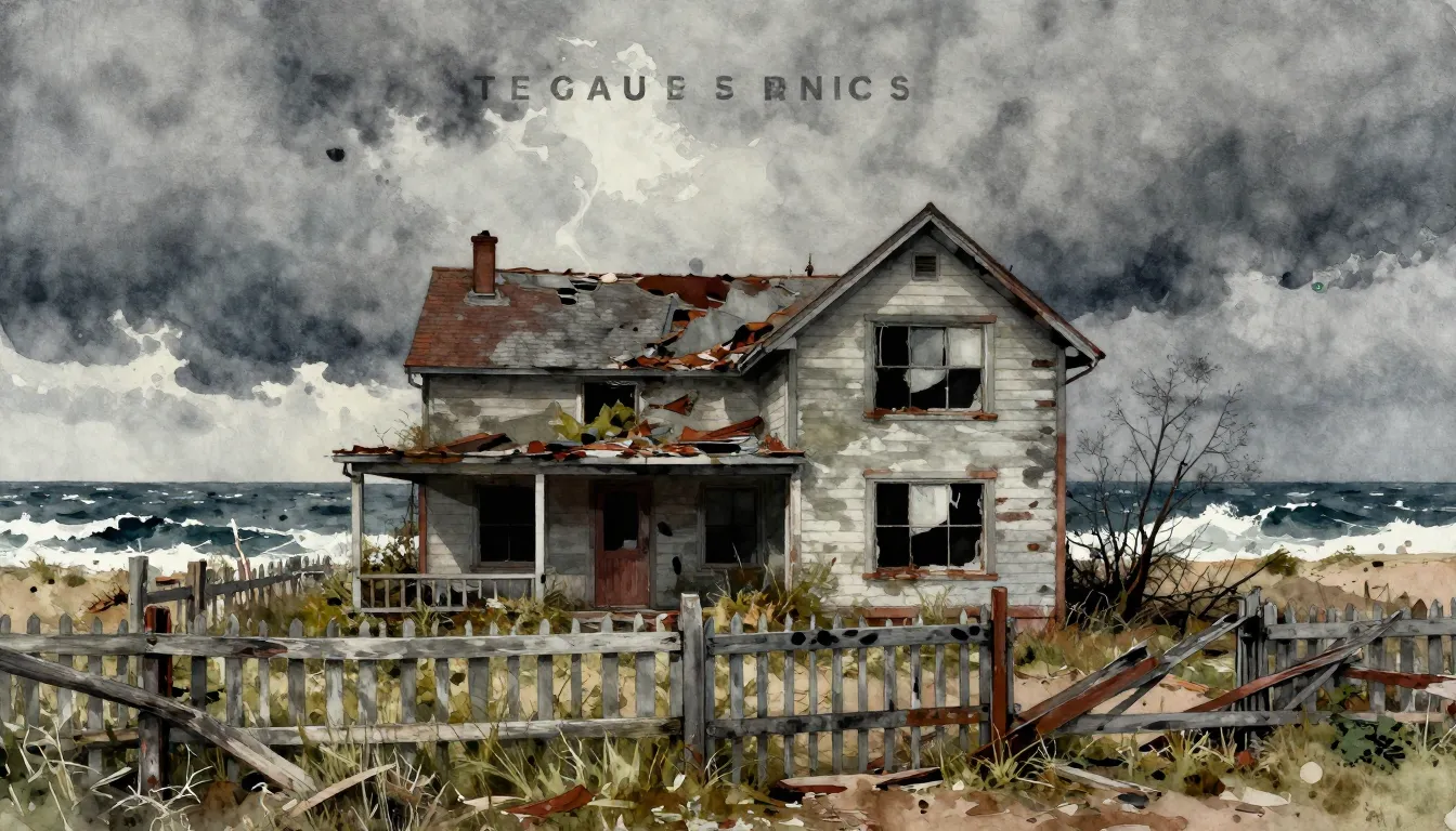 Vibrant watercolor style. Punk album cover: desolate, overgr...