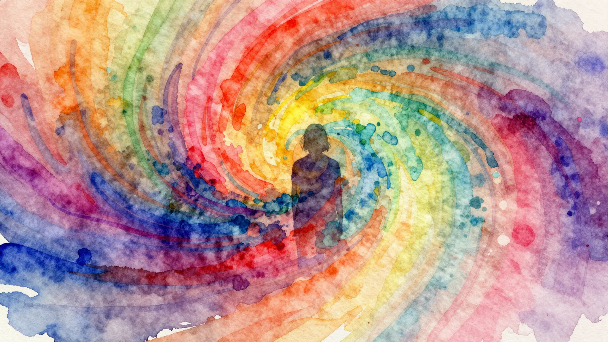 Vibrant watercolor style. Indie album cover: abstract, vibra...