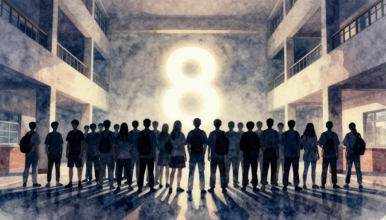 Watercolor style. Silhouettes of a large group of students s...