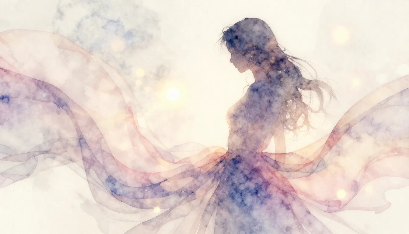 Watercolor style. Abstract silhouette of a figure in a soft ...