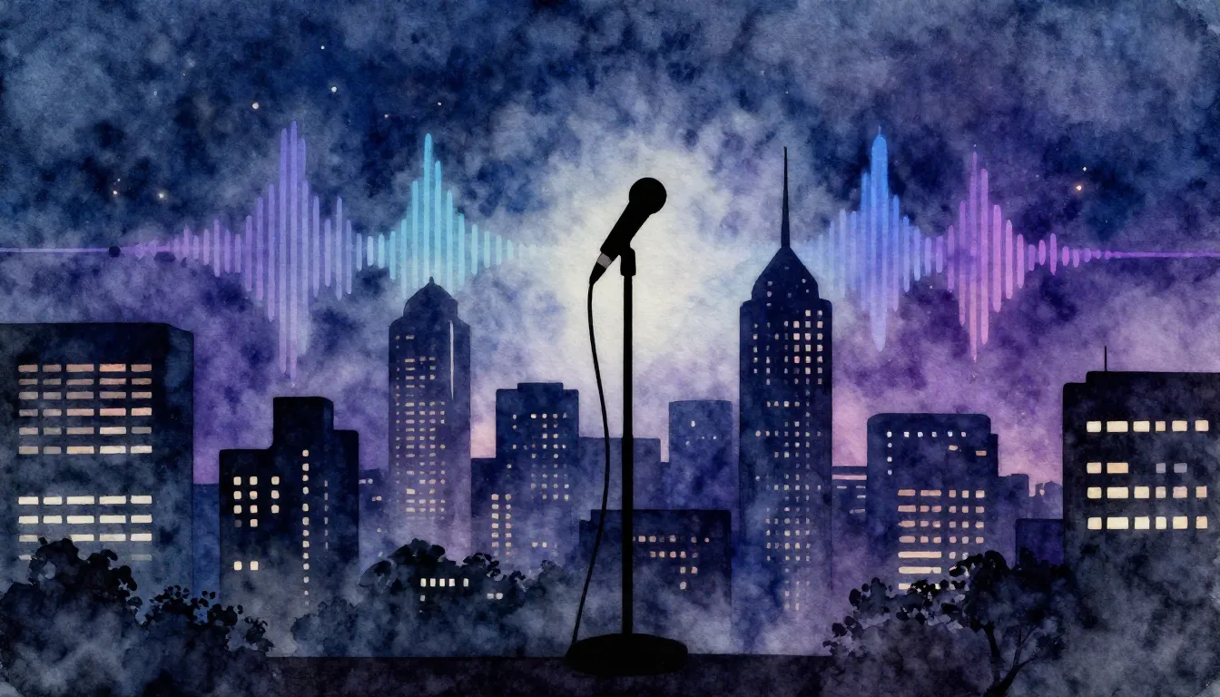Watercolor style. A dark urban silhouette of a city skyline ...