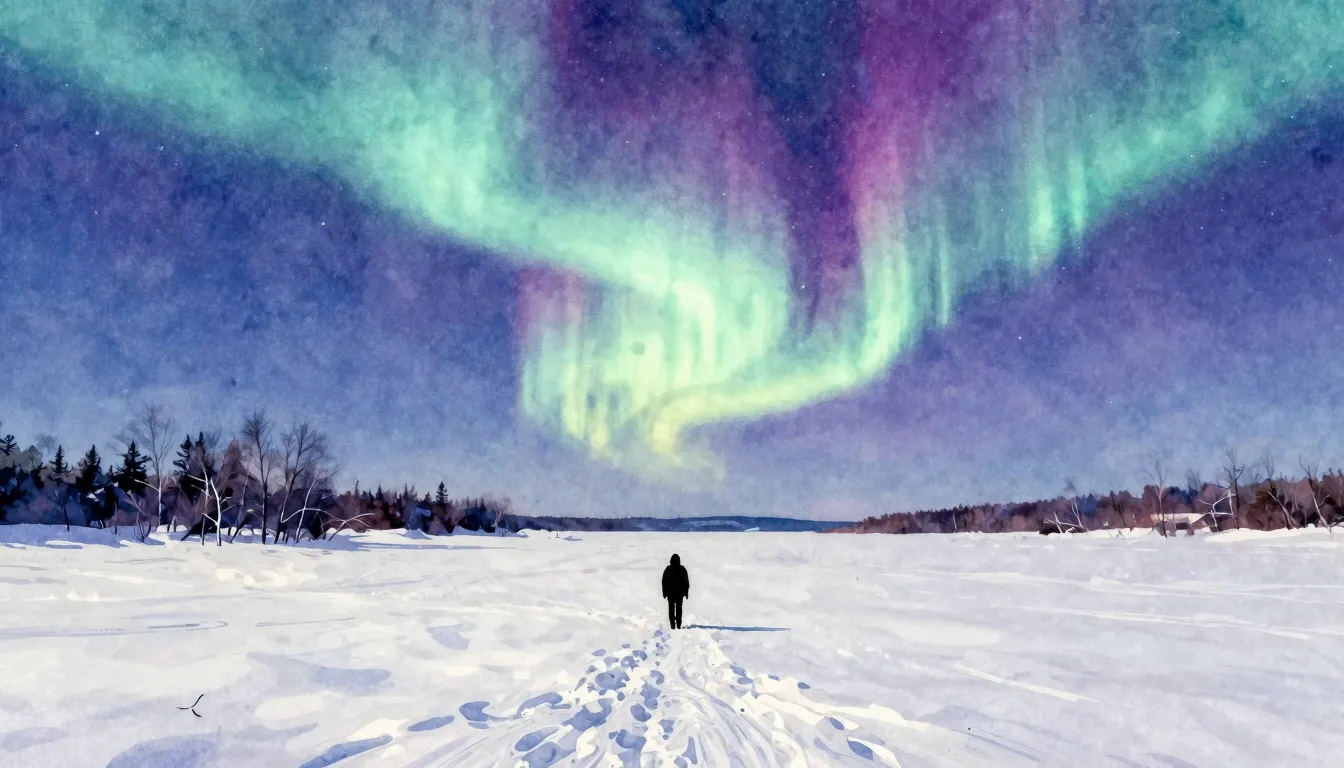 Vibrant watercolor style. Indie album cover: vast, empty, sn...