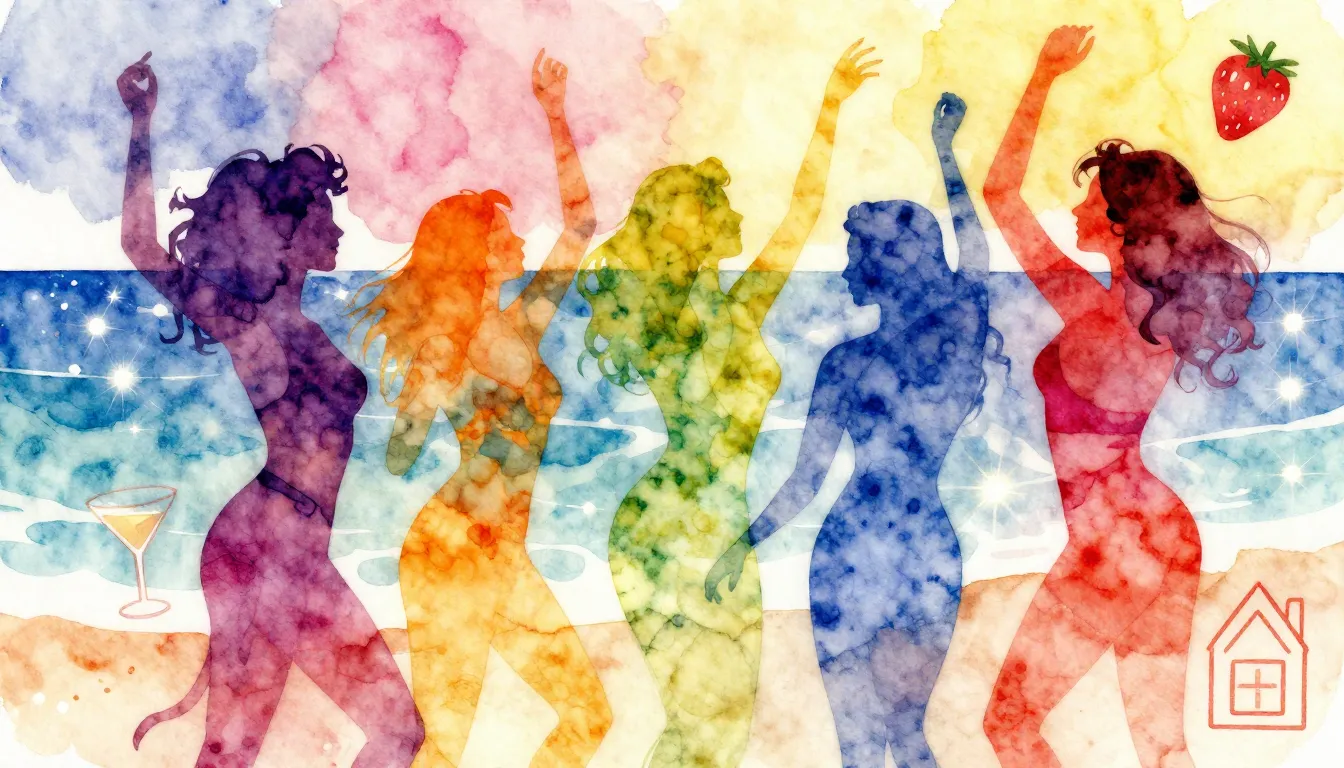 Vibrant watercolor style. A vibrant, celebratory dance music...