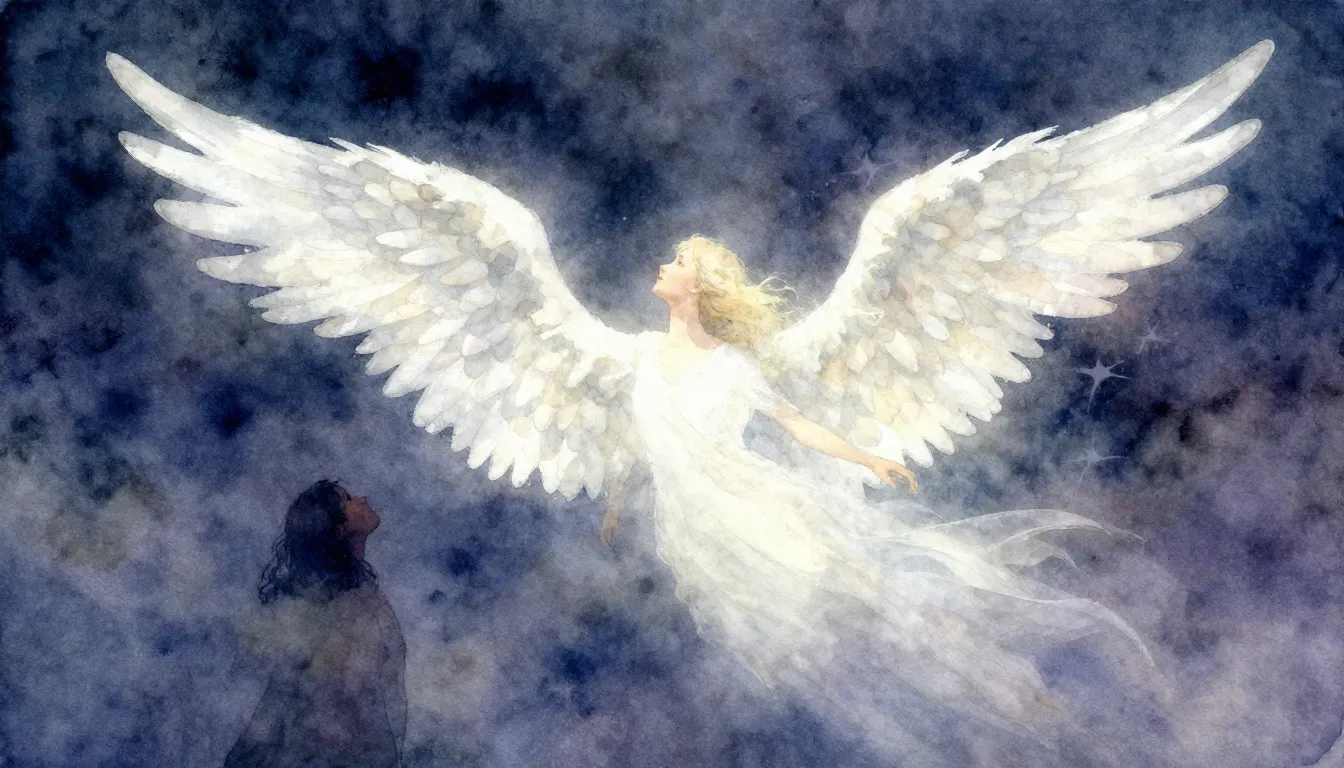 Vibrant watercolor style. Folk song album cover: ethereal wh...