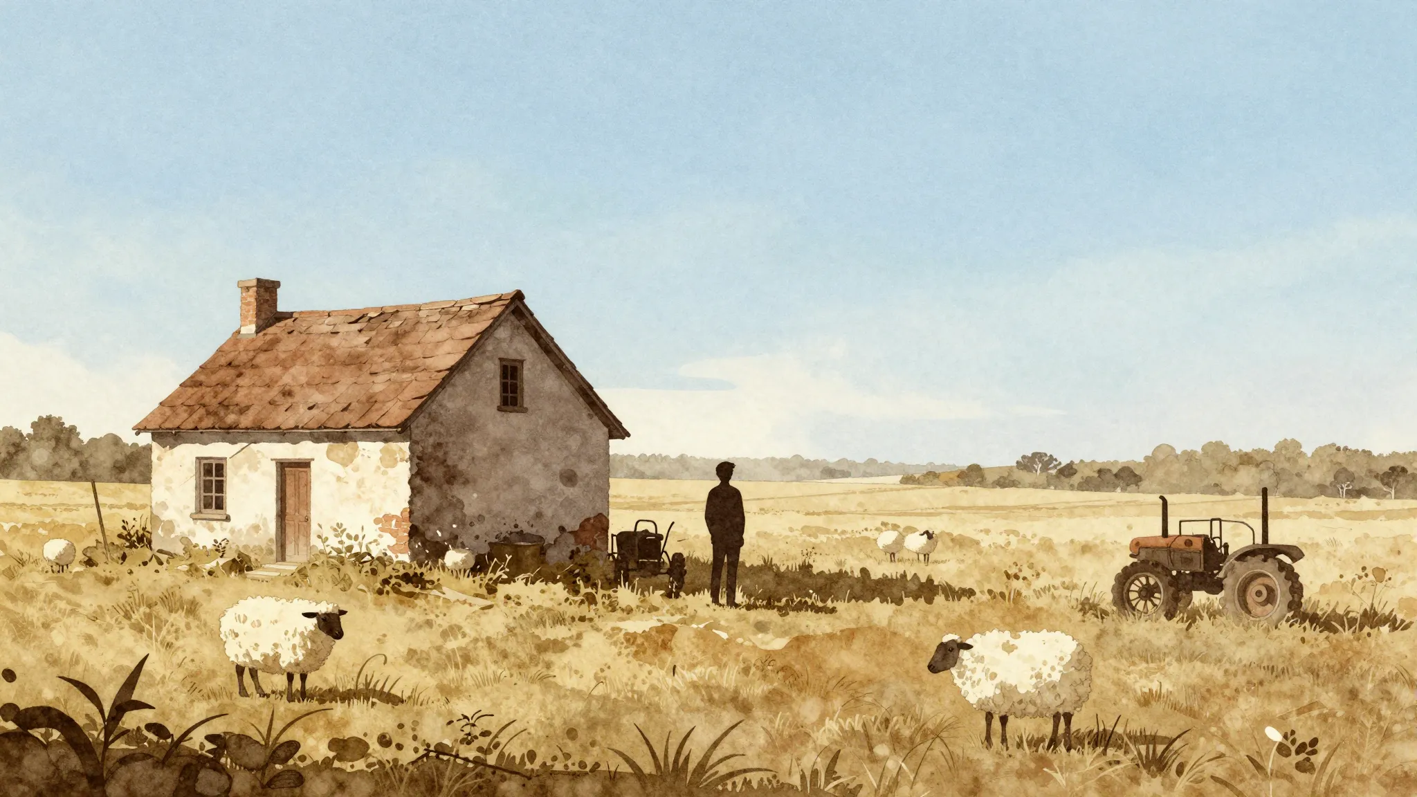 Vibrant watercolor style. A nostalgic, sepia-toned illustrat...