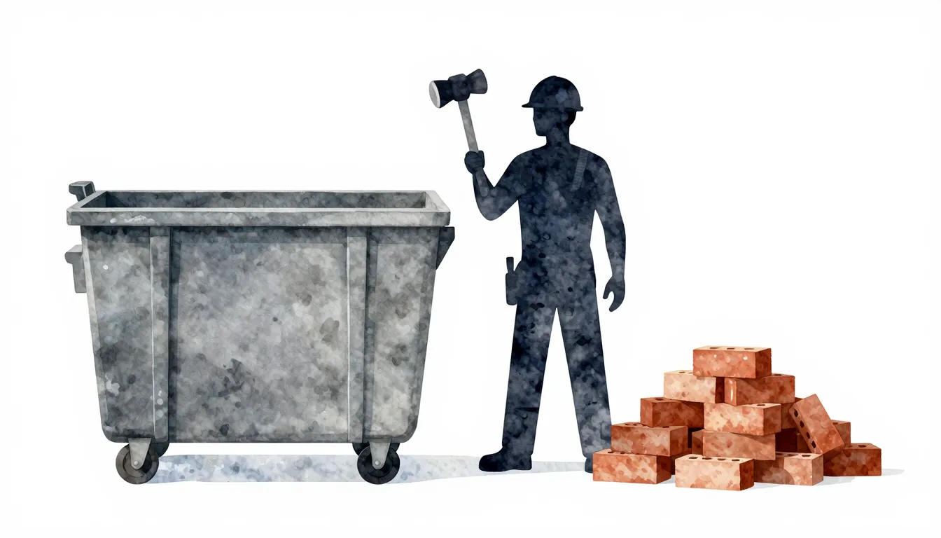 Watercolor style. A silhouette of a construction worker with...