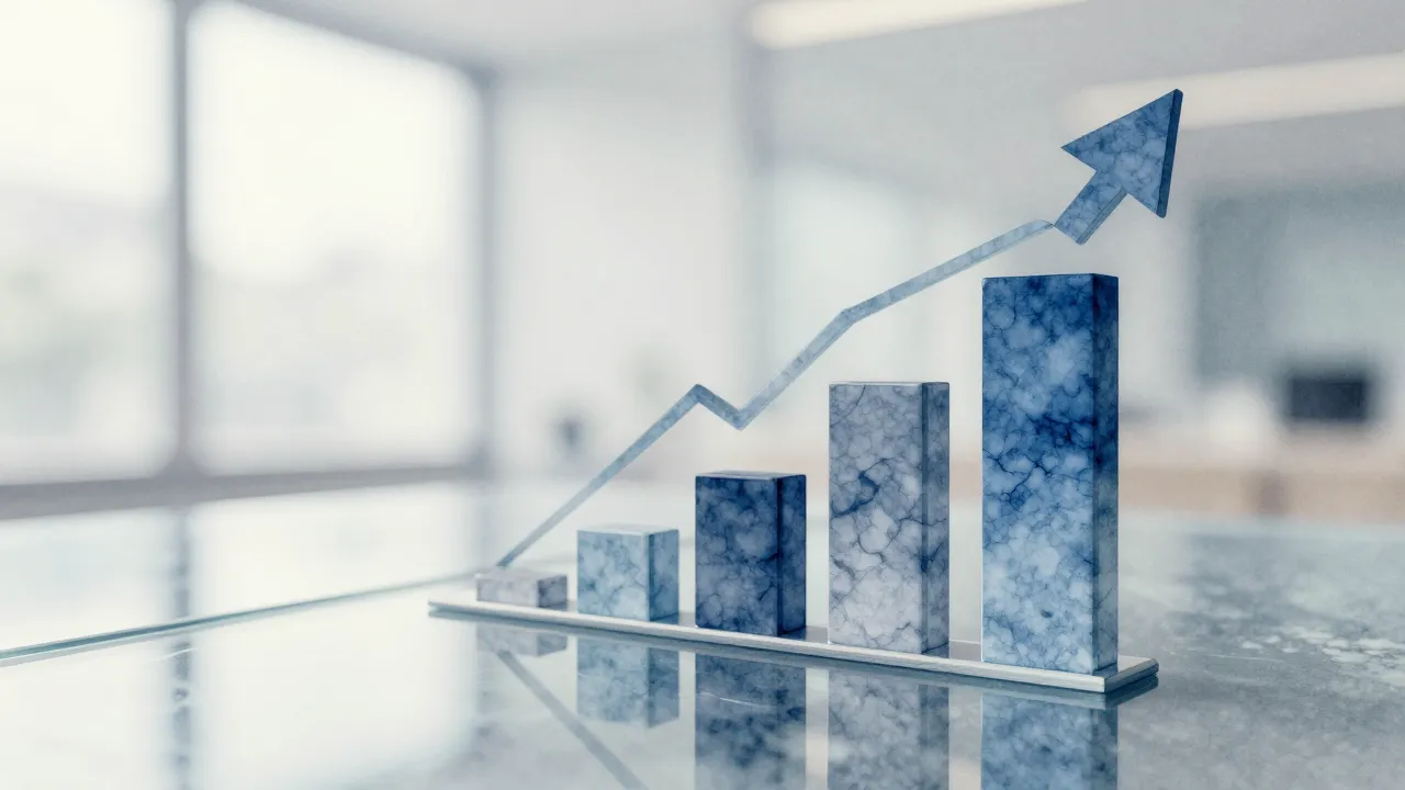 Watercolor style. Abstract 3D financial growth charts and up...