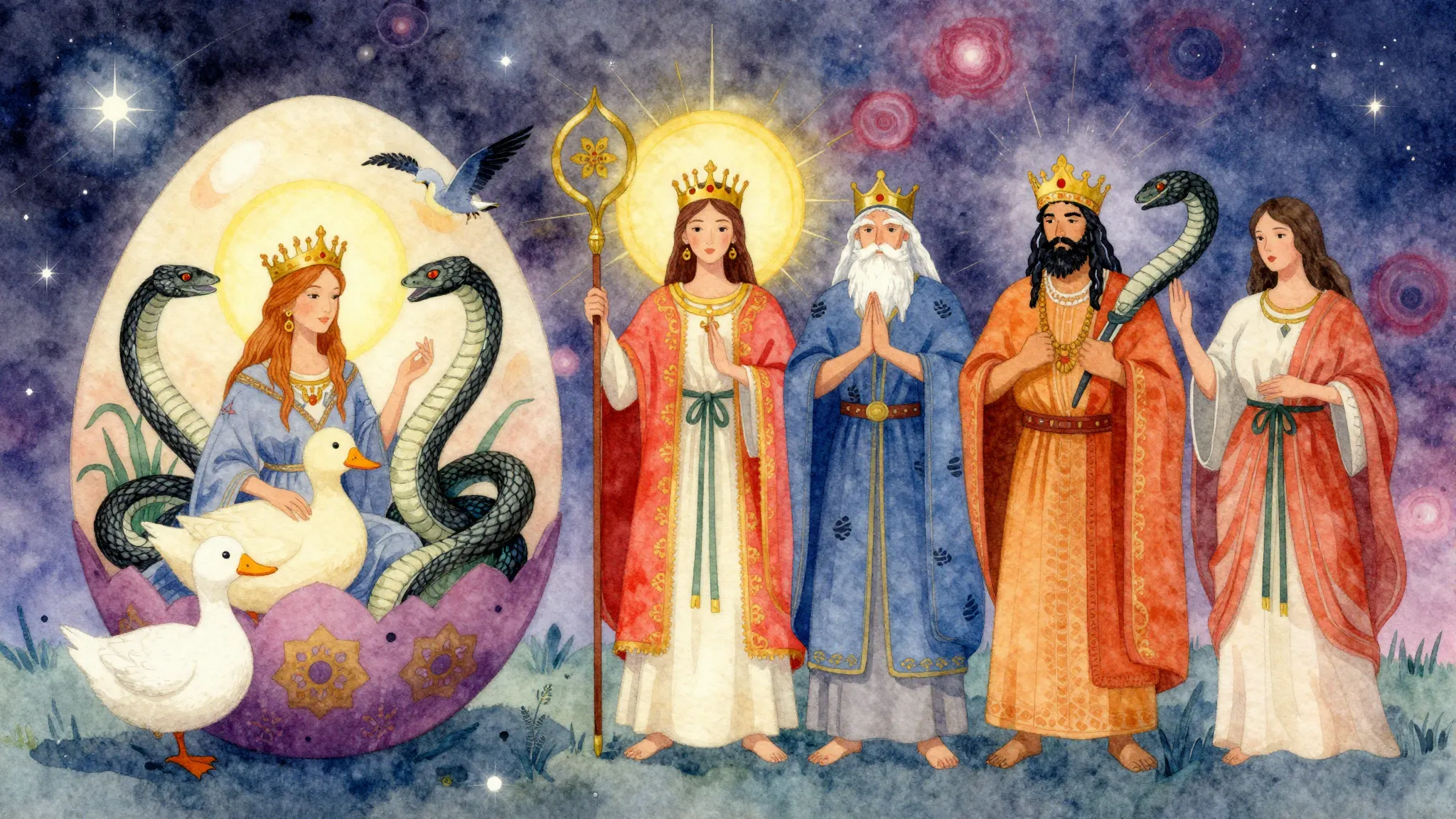 Vibrant watercolor style. Folk song album cover, ancient Sla...