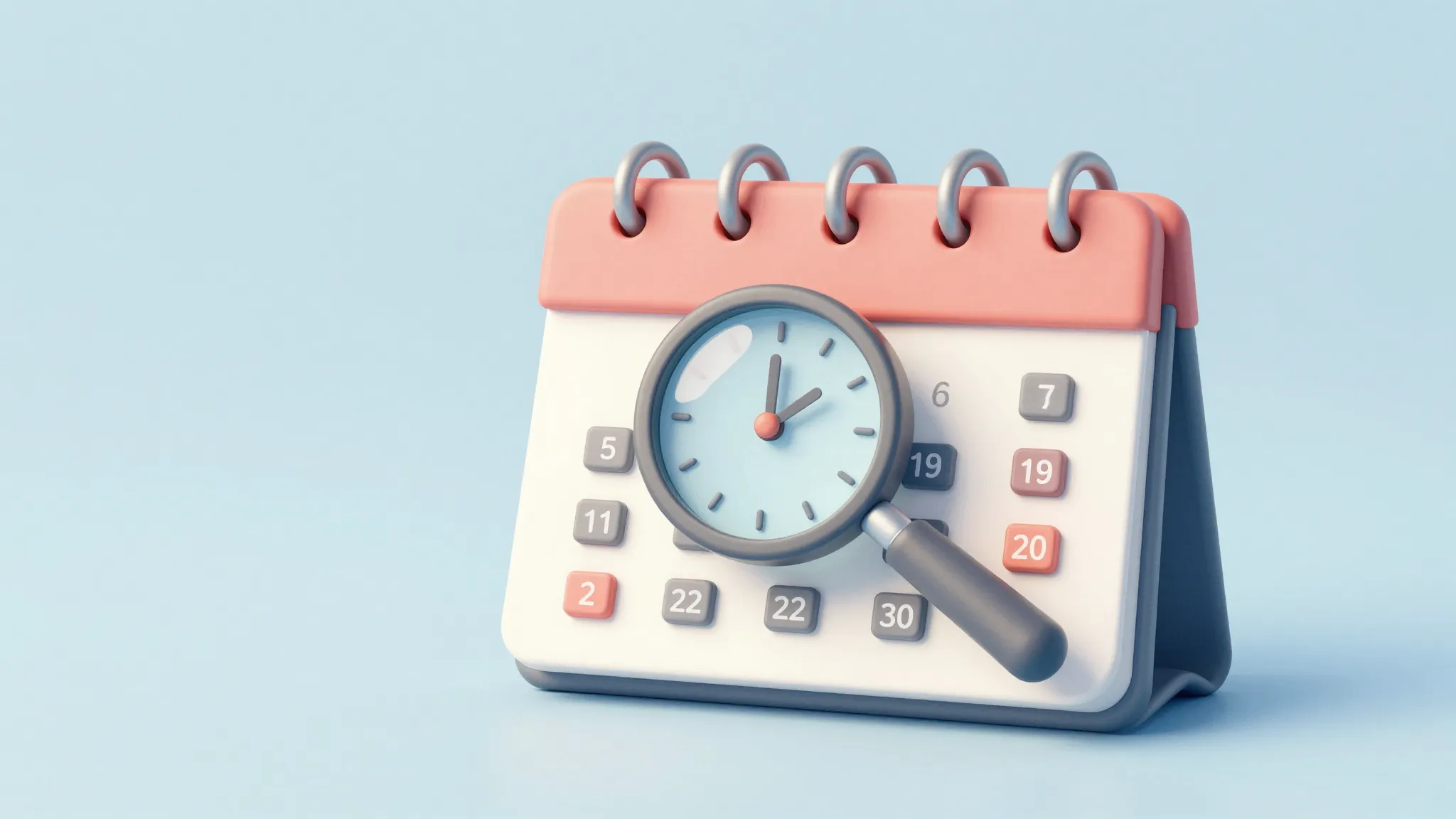 Watercolor style. A stylized 3D medical calendar with a cloc...