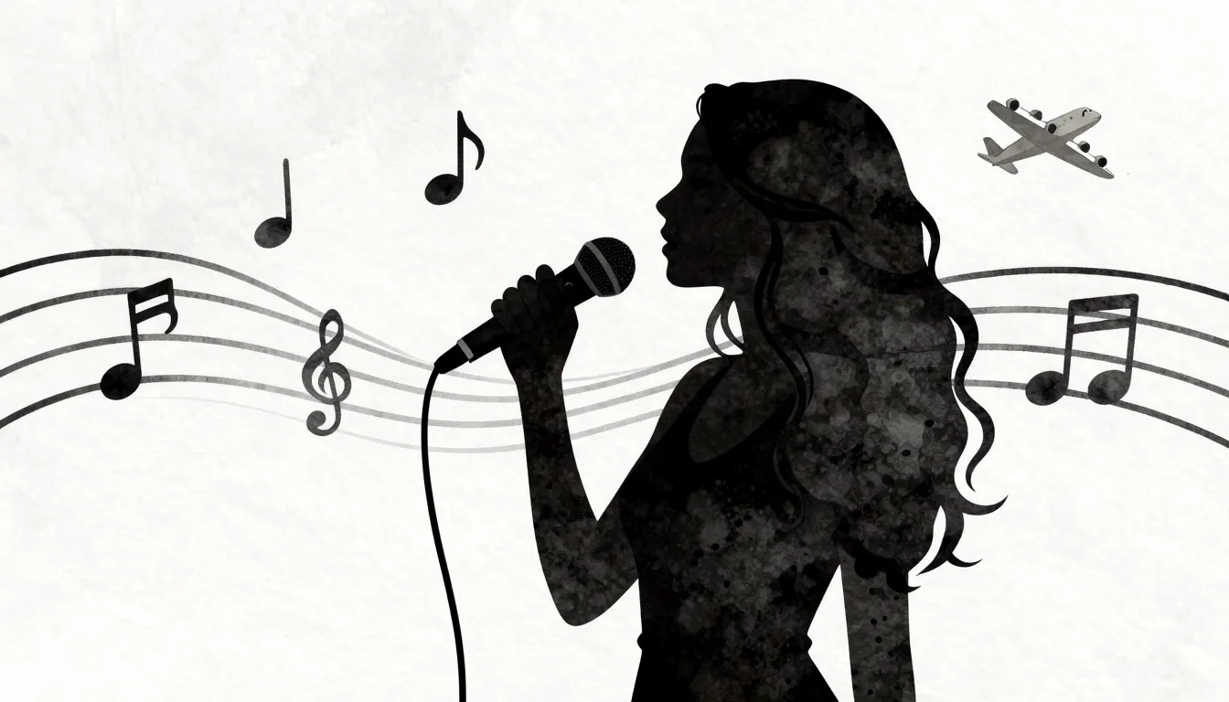 Watercolor style. Silhouette of a woman with long curly hair...