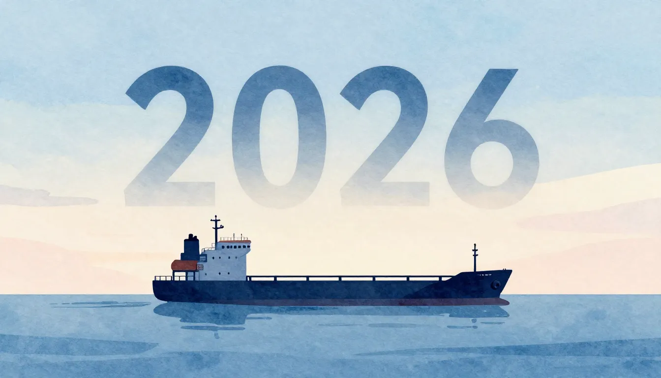 Watercolor style. Minimalist silhouette of a cargo ship on t...