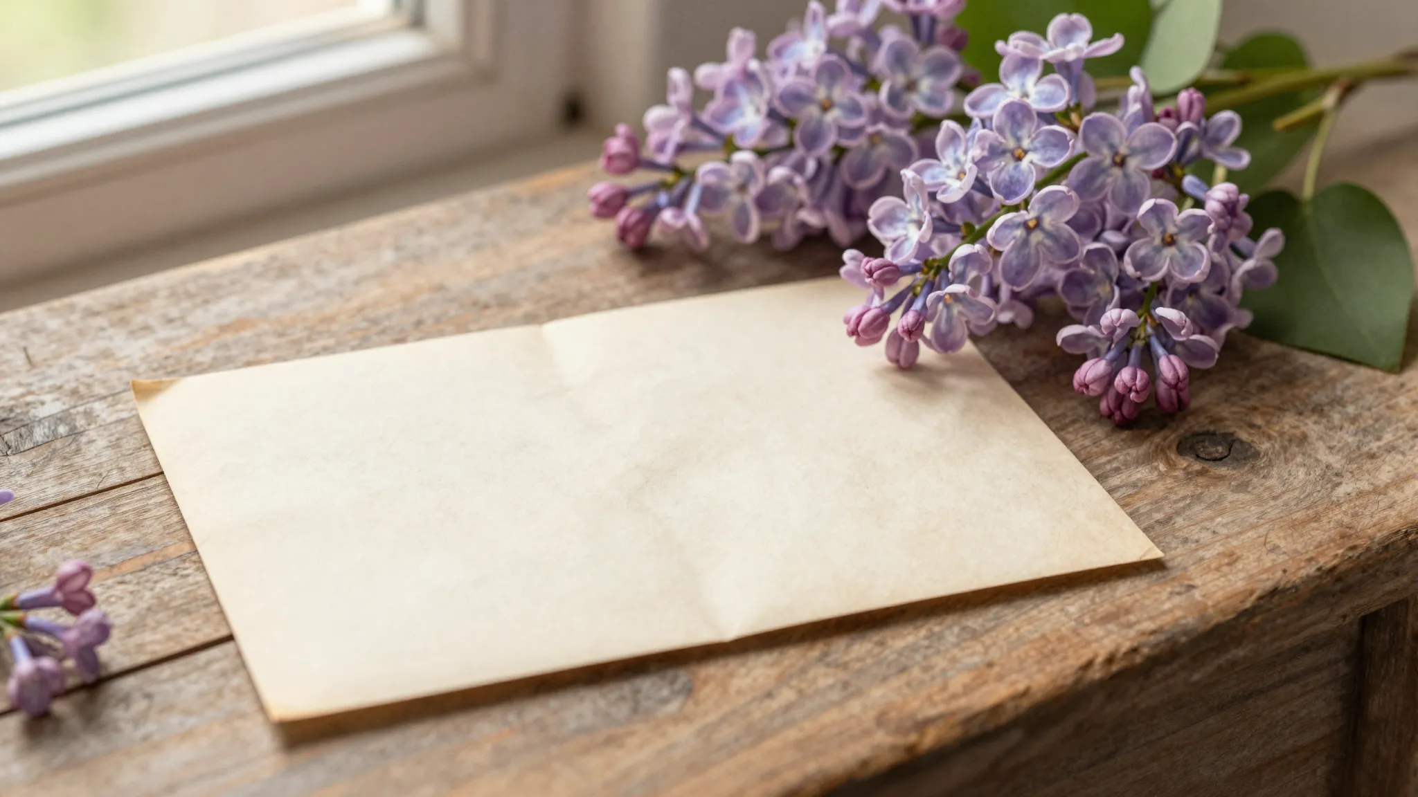 Watercolor style. A close-up of an old, blank vintage letter...