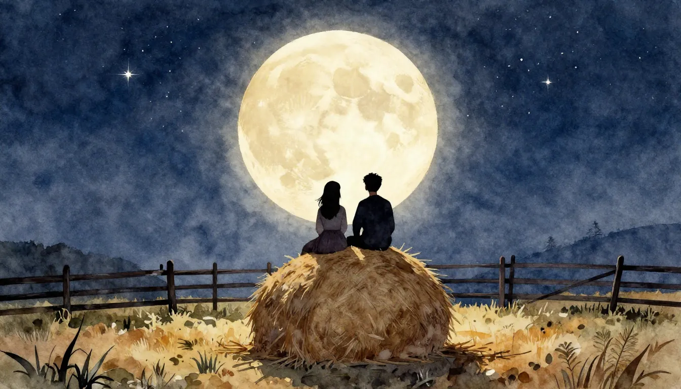 Watercolor style. Silhouette of a couple sitting on a large ...