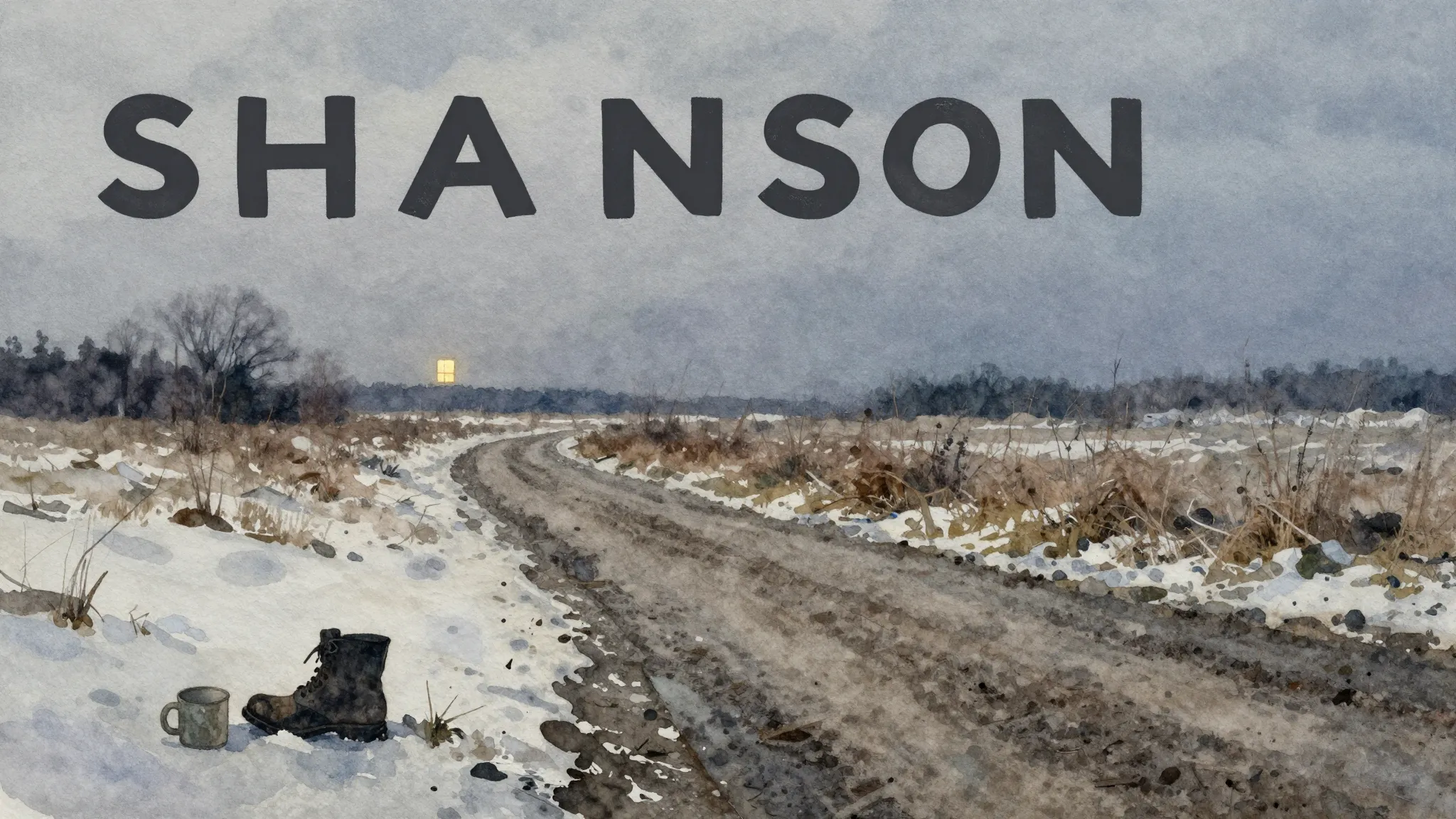 Vibrant watercolor style. Shanson album cover, somber and re...