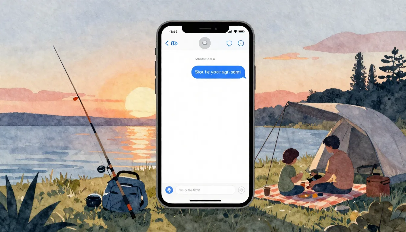 Watercolor style. A glowing smartphone screen showing a sent...