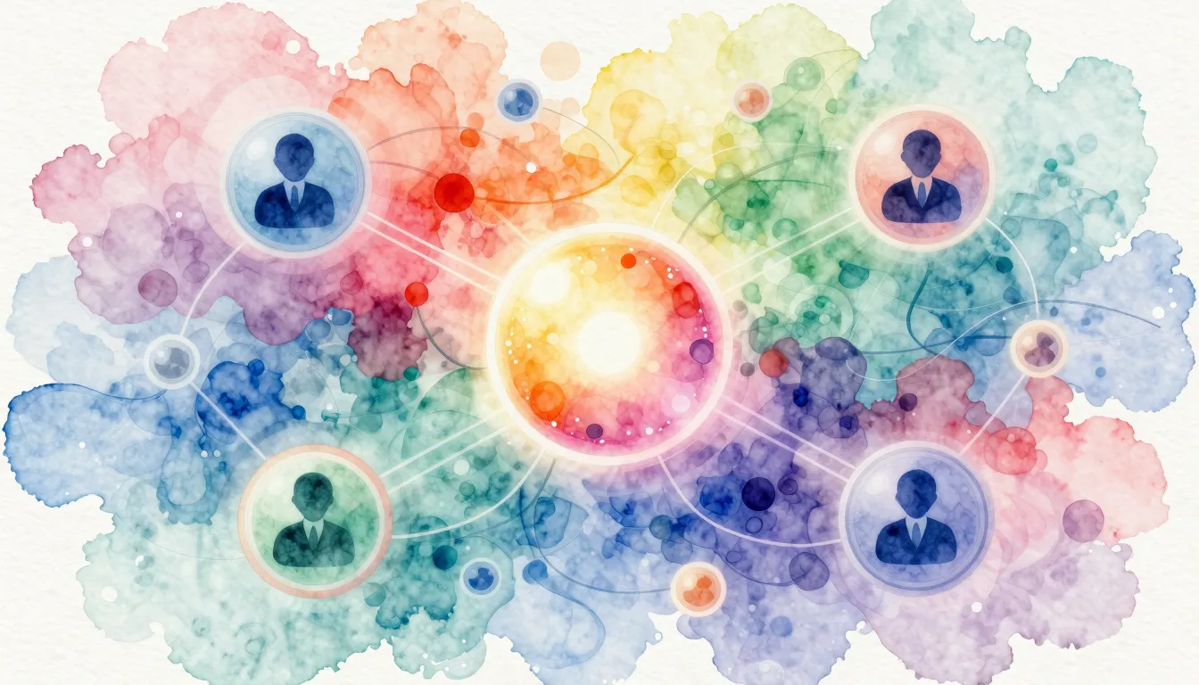 Watercolor style. A vibrant, abstract illustration of interc...