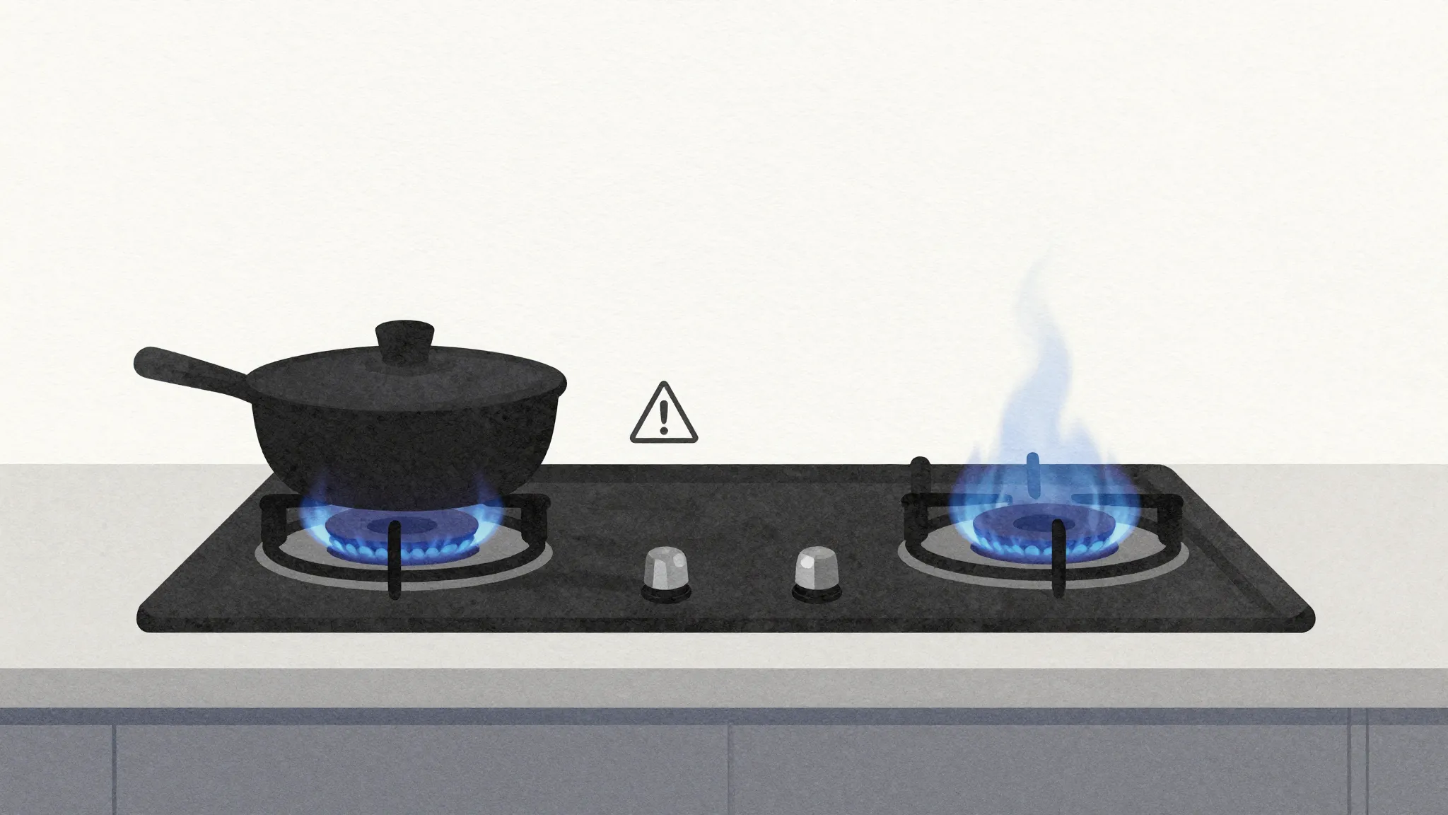 Watercolor style. Silhouette of a kitchen stove with a small...
