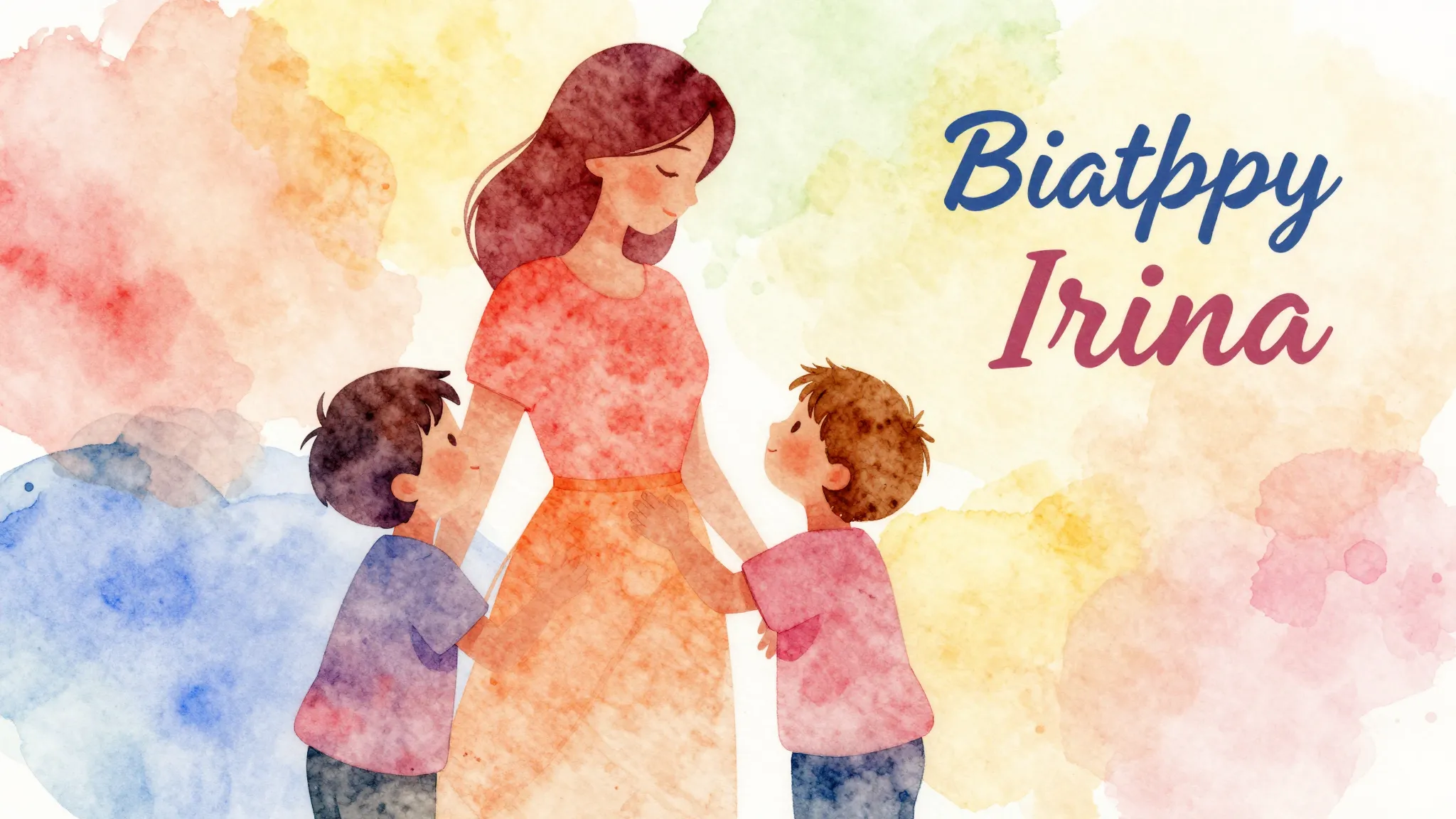 Vibrant watercolor style. Birthday song for Irina. Bright, w...