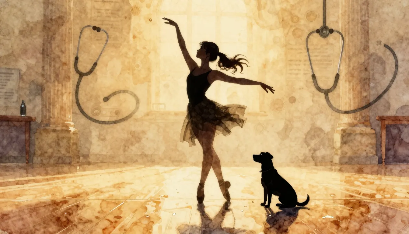 Watercolor style. A silhouette of a girl dancing gracefully ...