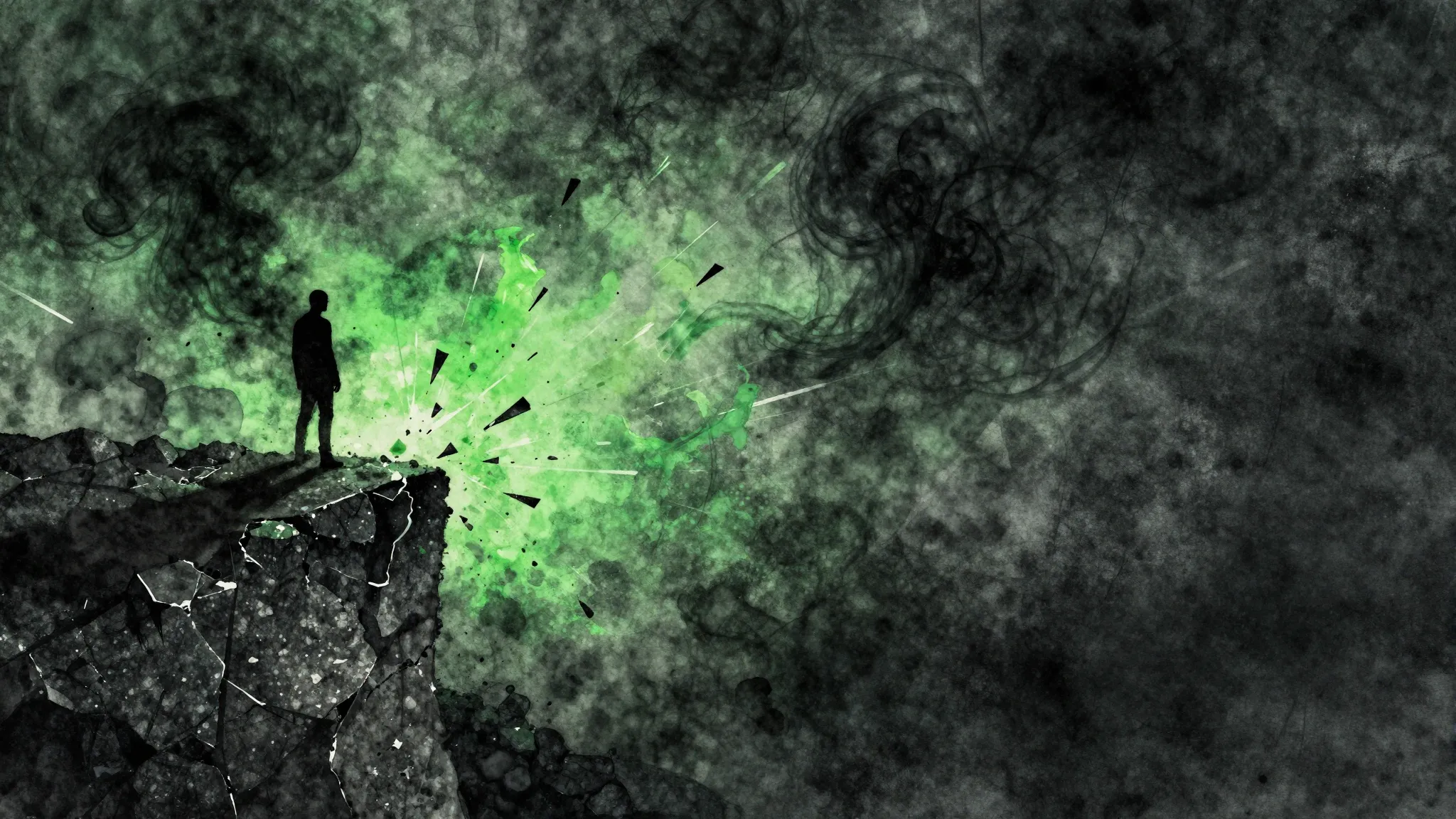 Vibrant watercolor style. Metalcore album cover, dark, gritt...