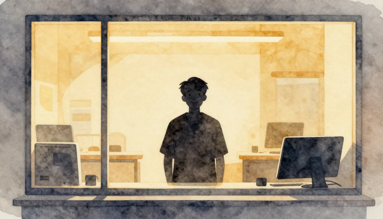 Watercolor style. Silhouette of a cheerful person behind a g...