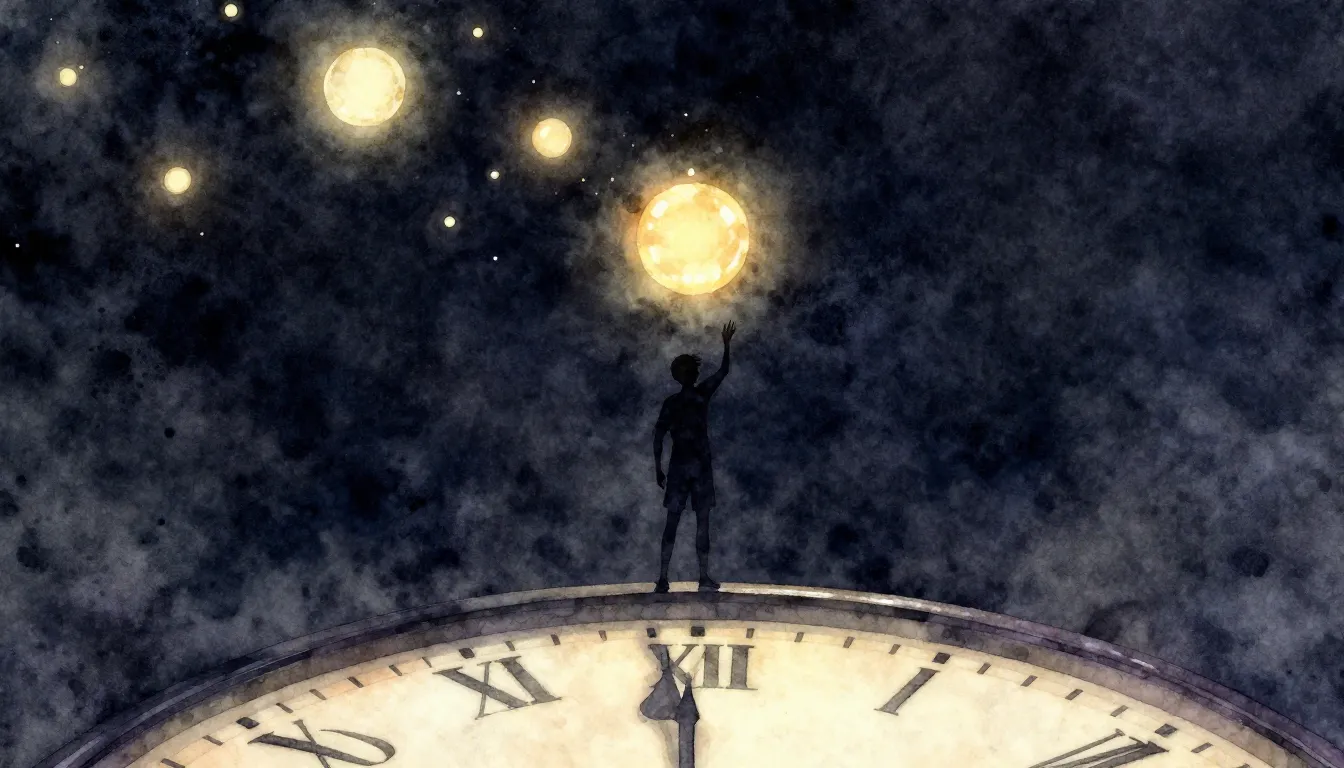 Watercolor style. A silhouette of a person standing on a clo...