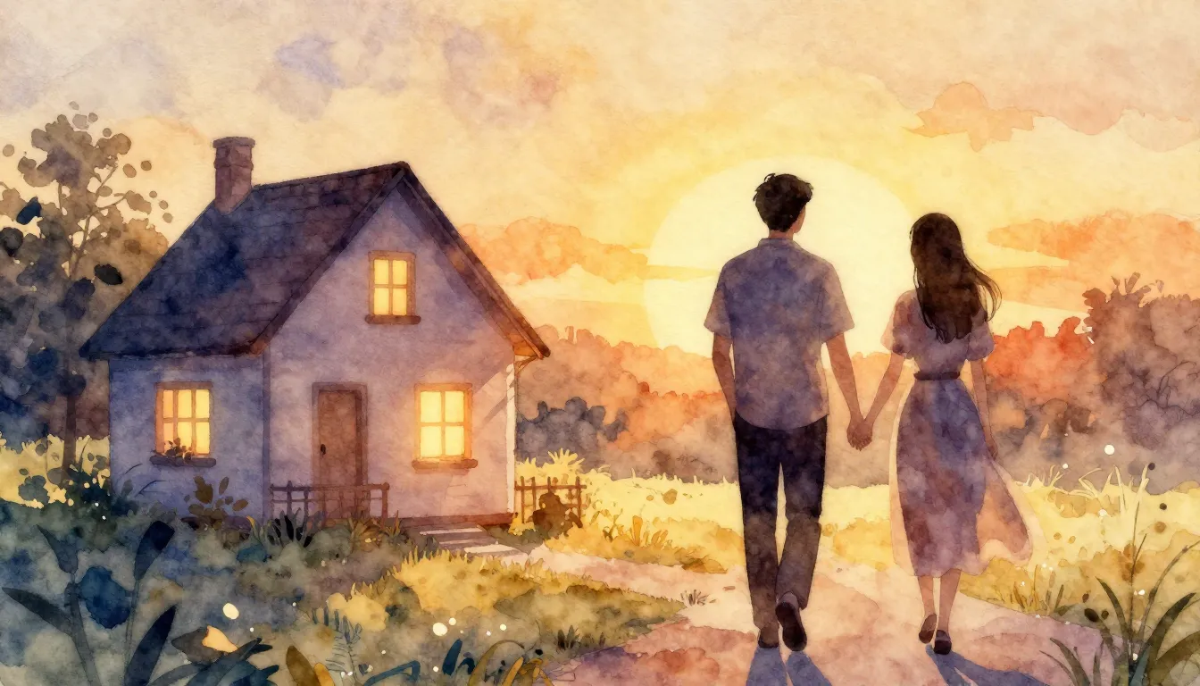 Vibrant watercolor style. A warm, nostalgic, romantic album ...