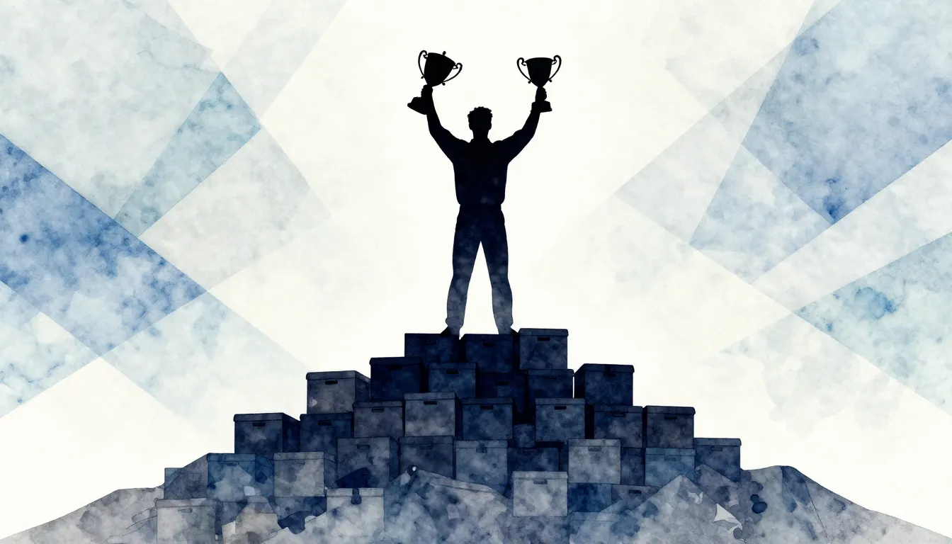 Watercolor style. Silhouette of a professional standing on t...