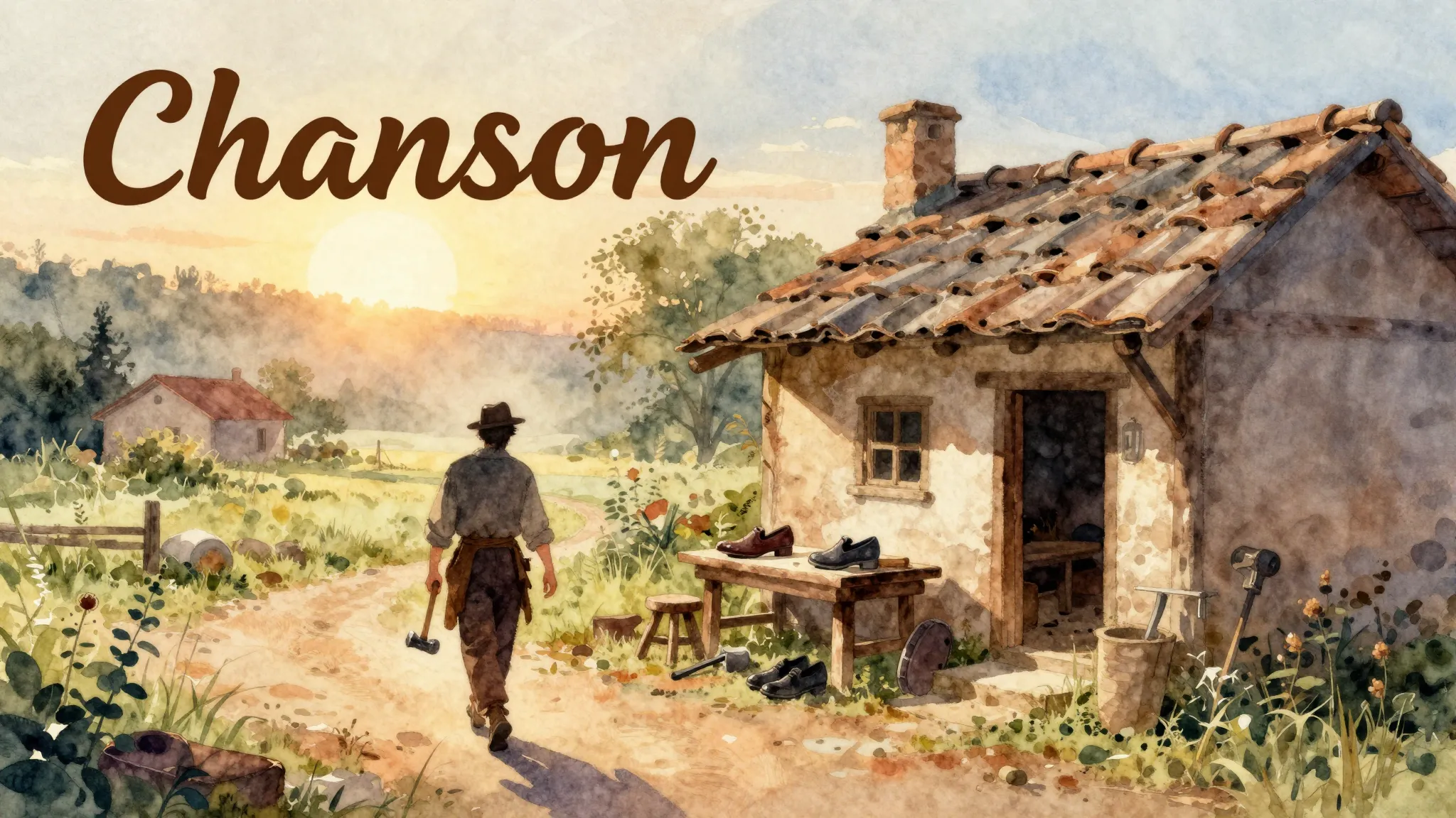 Vibrant watercolor style. Vintage-style album cover for a Ch...