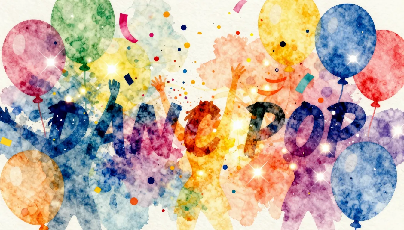 Vibrant watercolor style. Vibrant, festive, dance-pop album ...