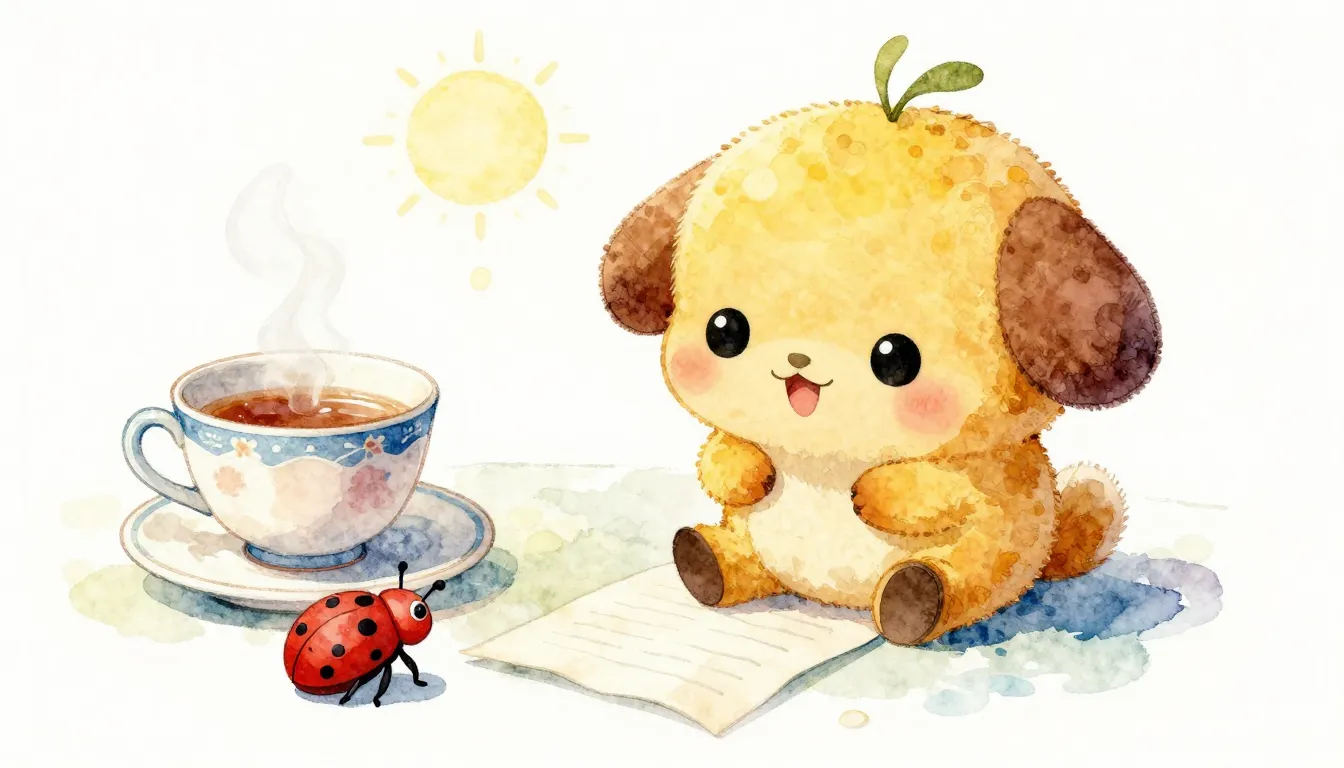 Vibrant watercolor style. A cute cartoon Cheburashka, a smal...