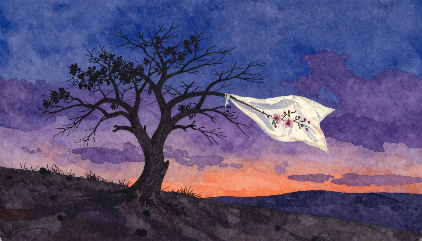 Vibrant watercolor style. A melancholic ballad album cover, ...