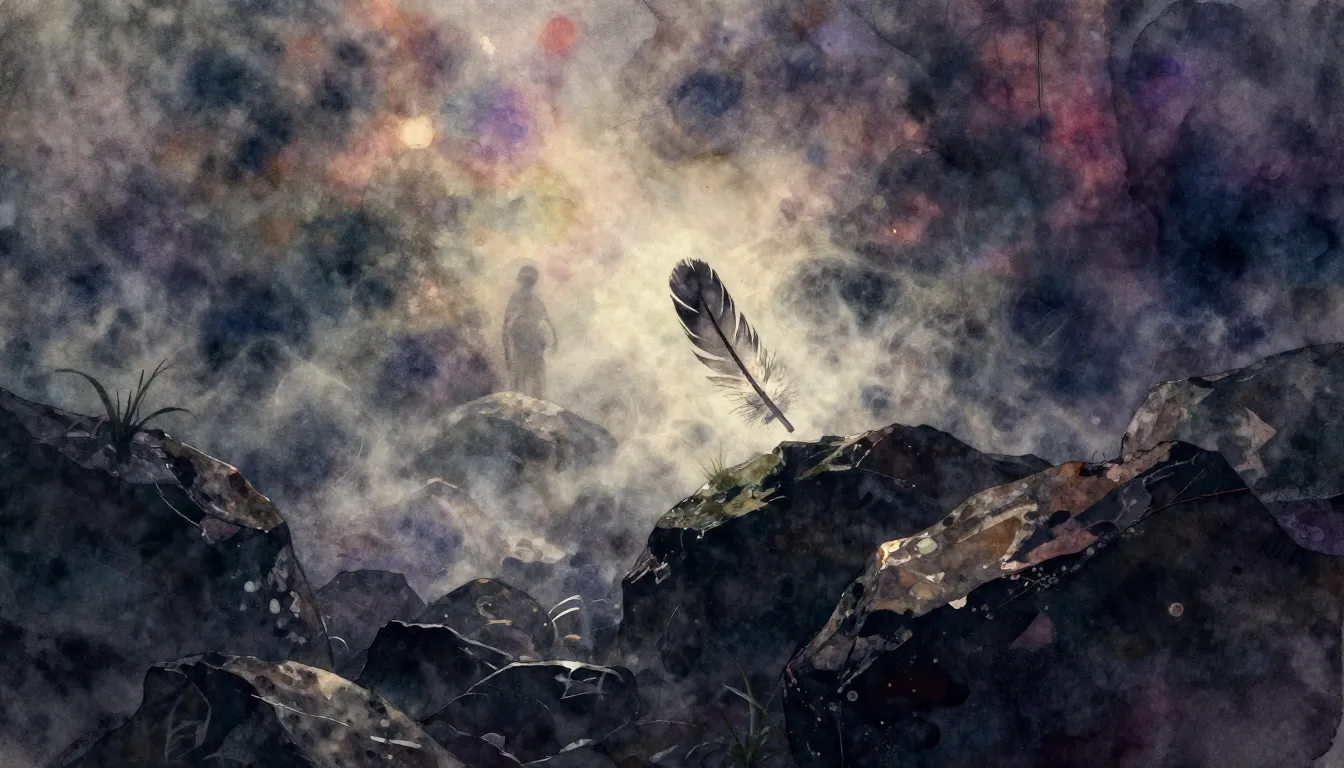 Vibrant watercolor style. Rock album cover, abstract, dark, ...