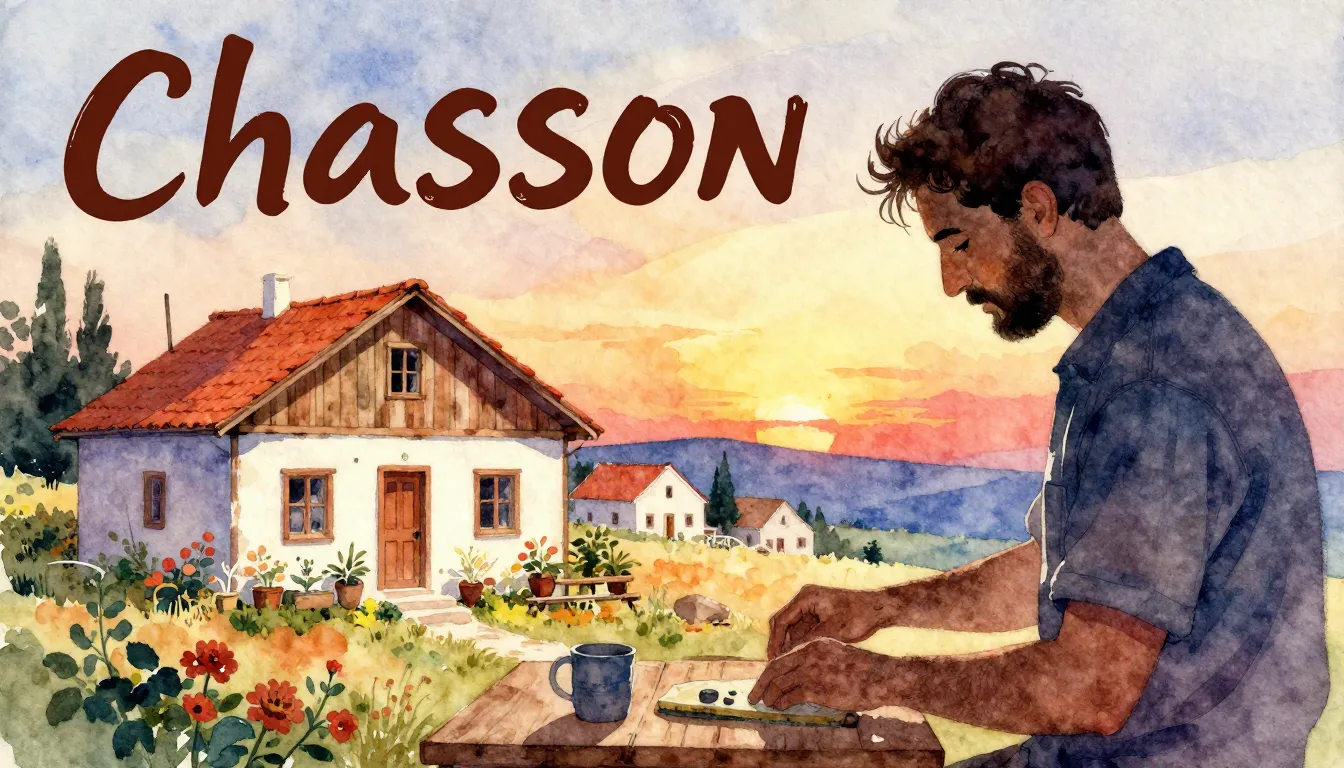 Vibrant watercolor style. Chanson album cover, warm and cozy...