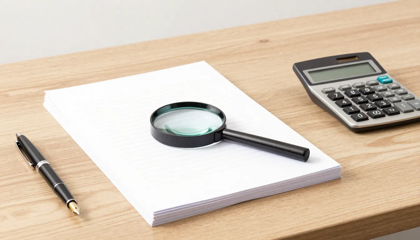 Watercolor style. A professional wooden desk with a magnifyi...