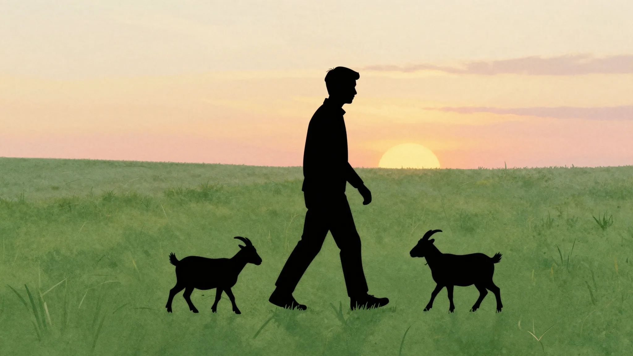 Watercolor style. Minimalist silhouette of a man walking in ...