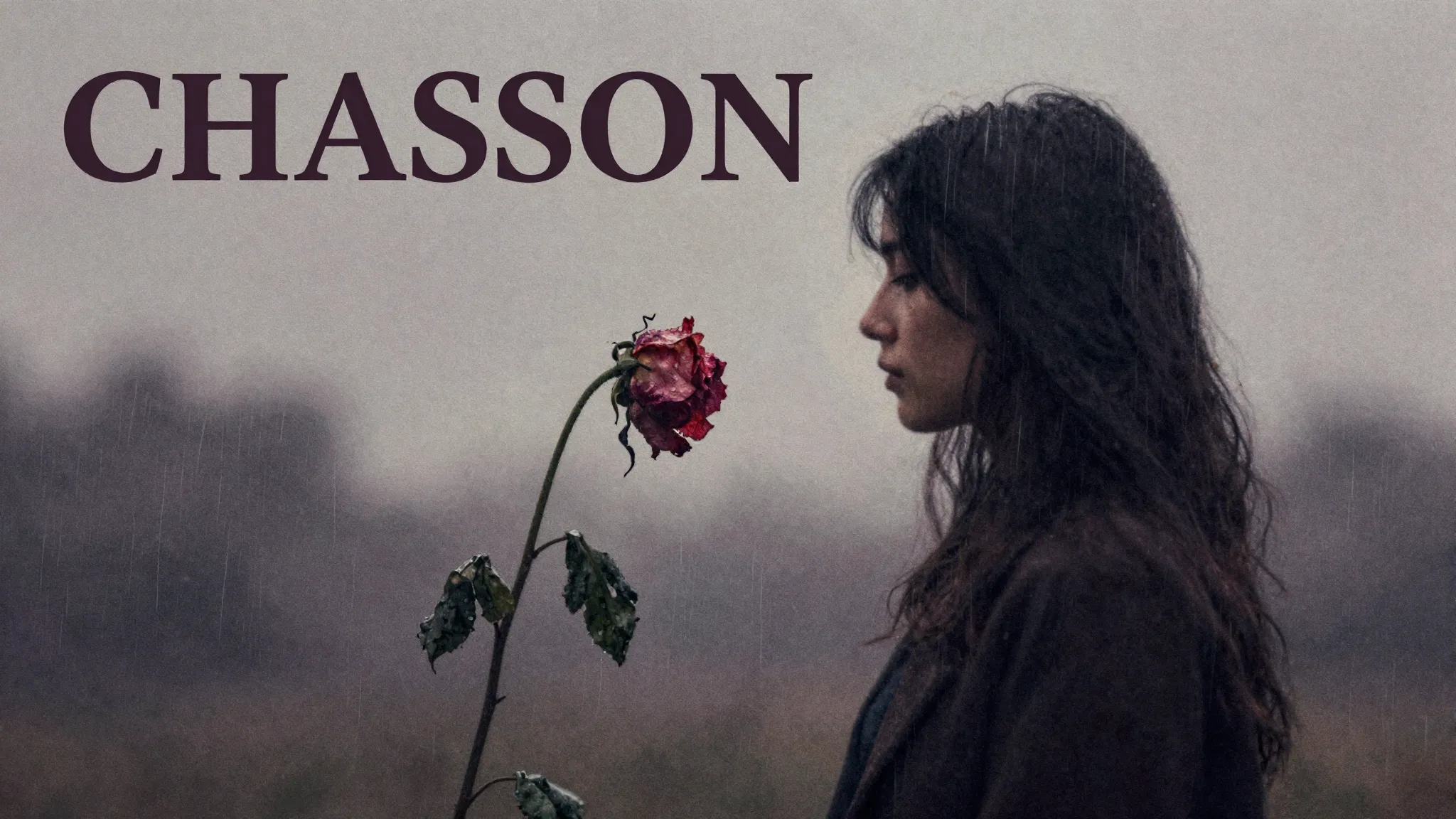 Vibrant watercolor style. Chanson album cover, melancholic, ...