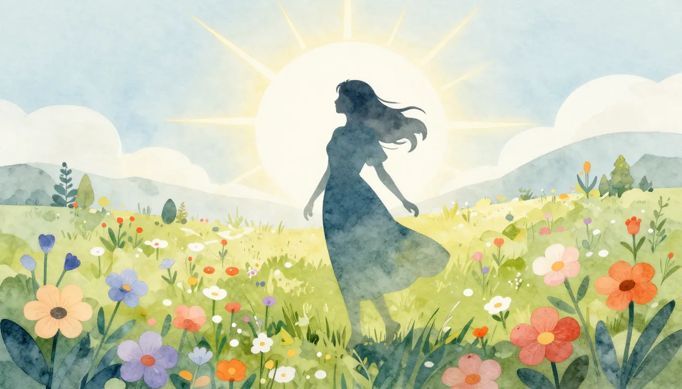 Watercolor style. Silhouette of a graceful female figure sta...