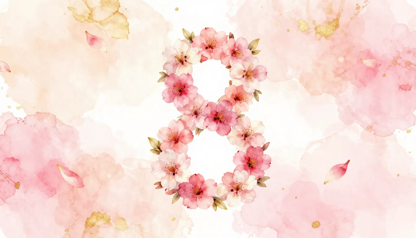 Watercolor style. Abstract spring background with floating f...