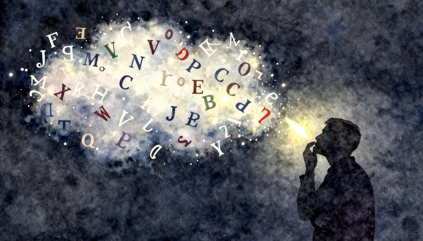 Watercolor style. Silhouette of a thinker discovering a glow...