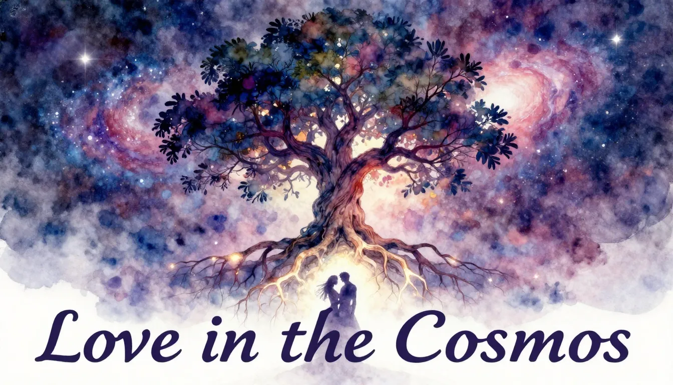 Vibrant watercolor style. Ballad album cover: "Love in the C...