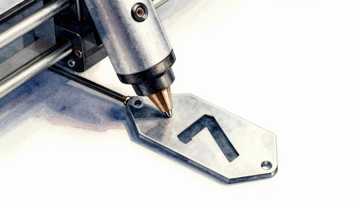 Watercolor style. Close-up of a high-tech 3D printer nozzle ...