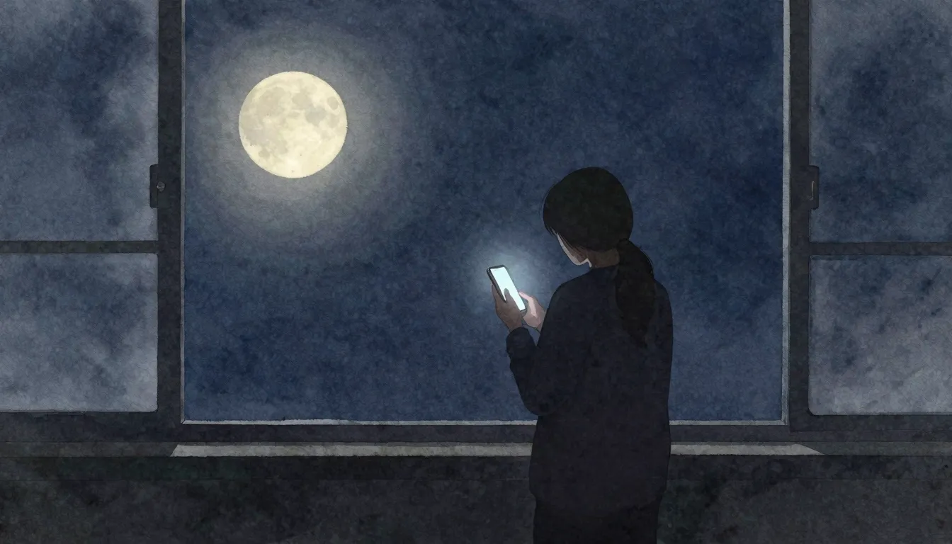 Watercolor style. A lonely silhouette of a person standing b...