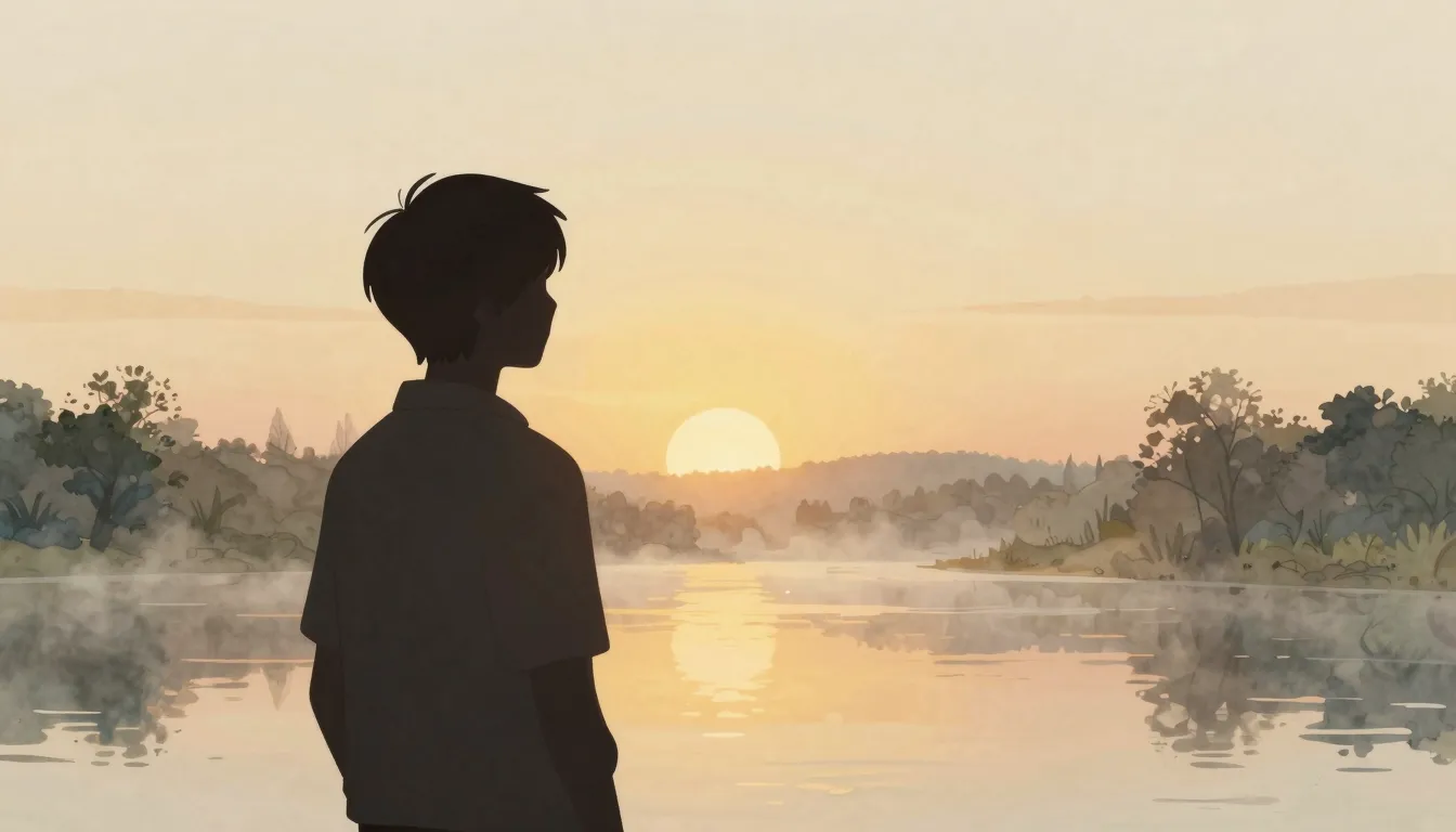 Watercolor style. Minimalist silhouette of a figure looking ...