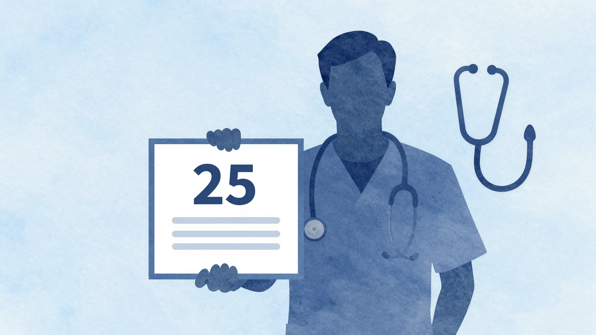 Watercolor style. Silhouette of a medical professional holdi...